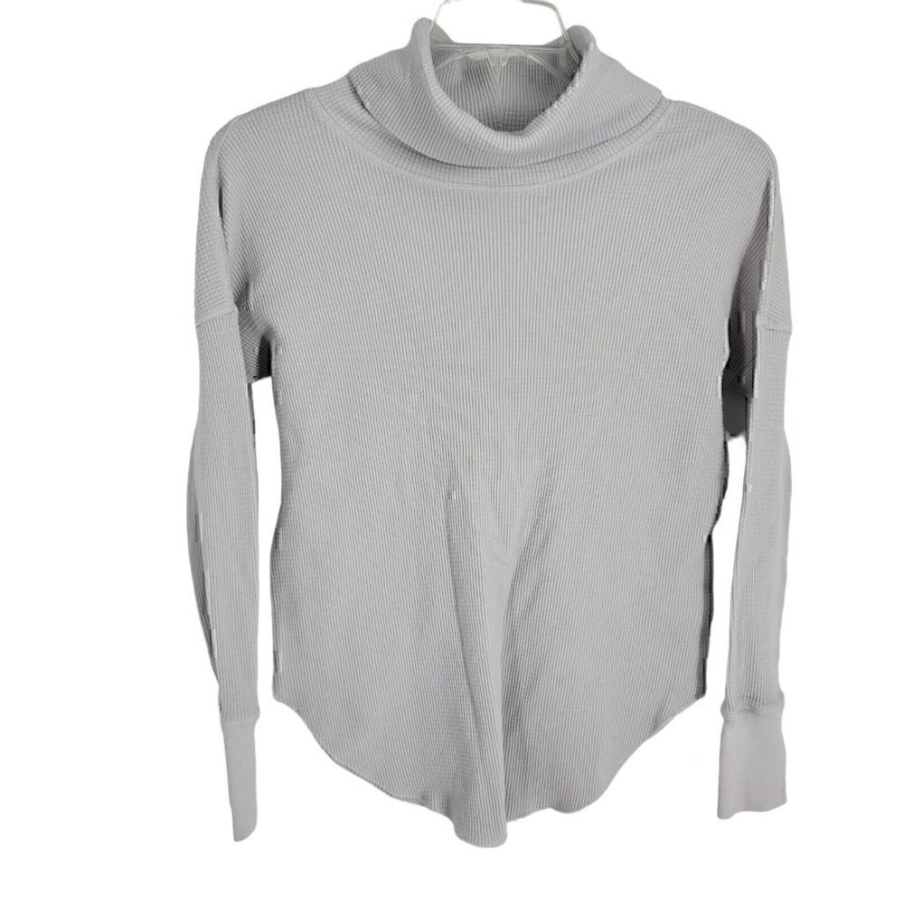 The Group Babaton Sweater Size Gray Small Waffle Pullover Cowl Neck Casual Comfy